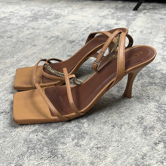 Alohas Anthropologie Strappy Chain Sandals Heels Square Toe Sz 38 - Picture 5 of 16